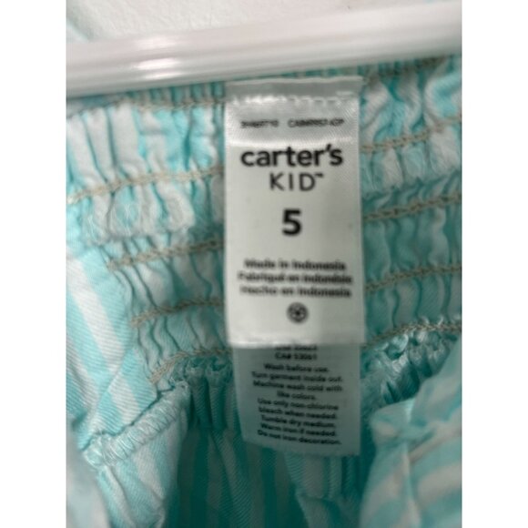 Carter’s Girls Blue White Striped Ruffle Strap Sleeveless Jumpsuit Size 5 - Picture 3 of 7